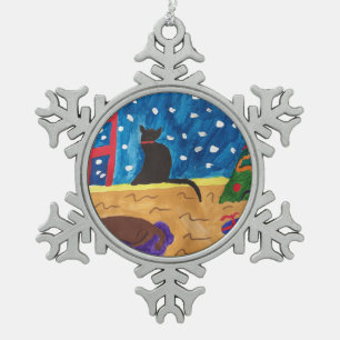 Waiting For Christmas Snowflake Pewter Christmas Ornament