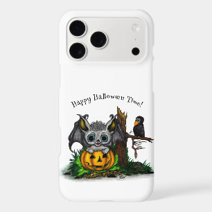 Waiting for Halloween , Cute Bat and Raven
