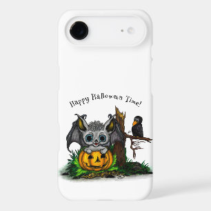 Waiting for Halloween , Cute Bat and Raven