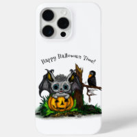 Waiting for Halloween , Cute Bat and Raven