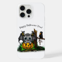 Waiting for Halloween , Cute Bat and Raven