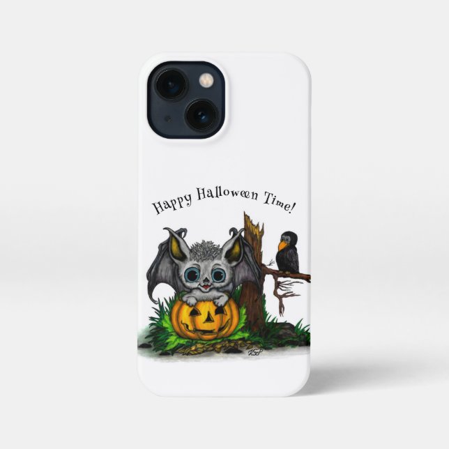 Waiting for Halloween , Cute Bat and Raven iPhone Case (Back)