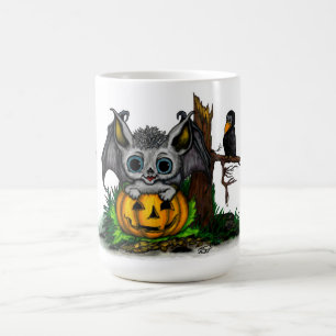 Waiting for Halloween , Cute Bat and Raven Magic Mug