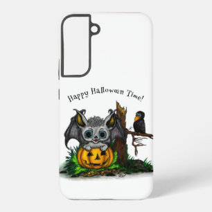 Waiting for Halloween , Cute Bat and Raven Samsung Galaxy Case