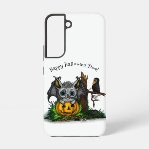 Waiting for Halloween , Cute Bat and Raven Samsung Galaxy Case