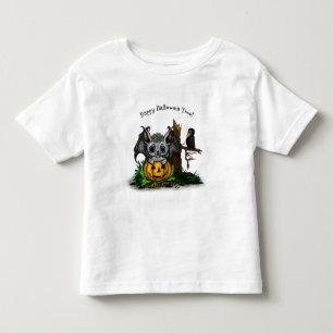 Waiting for Halloween , Cute Bat and Raven Toddler T-Shirt