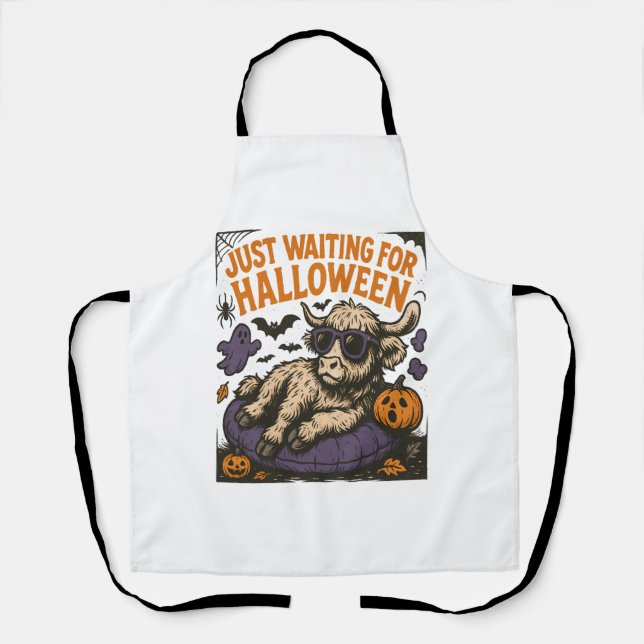 Waiting For Halloween Highland Cow Apron (Front)