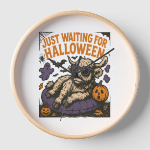 Waiting For Halloween Highland Cow Clock