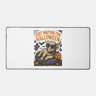 Waiting For Halloween Highland Cow Desk Mat