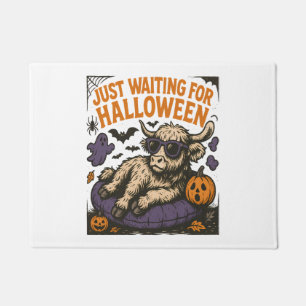 Waiting For Halloween Highland Cow Doormat