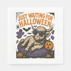 Waiting For Halloween Highland Cow Napkin