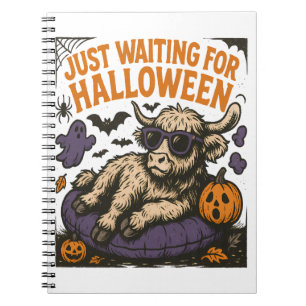 Waiting For Halloween Highland Cow Notebook