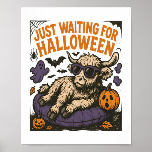 Waiting For Halloween Highland Cow Poster