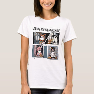 Waiting For Halloween Like Cute Ghost Coffee Horro T-Shirt