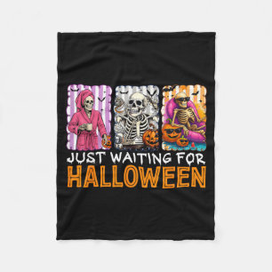 Waiting For Halloween Spooky Skeleton Jack O Fleece Blanket