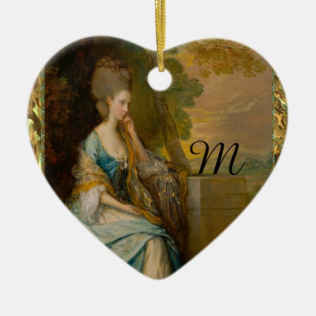 Waiting for Him Monogram Ceramic Ornament (Front)