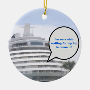Waiting for my Hip Tank Top Ceramic Ornament