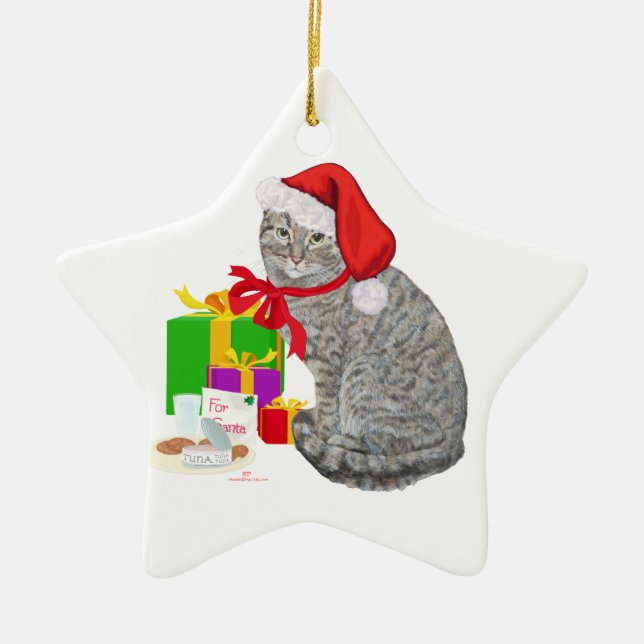 Waiting for Santa Ceramic Ornament (Front)