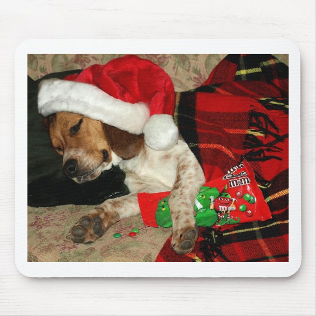 Waiting for Santa- Christmas Beagle dog mousepad (Front)
