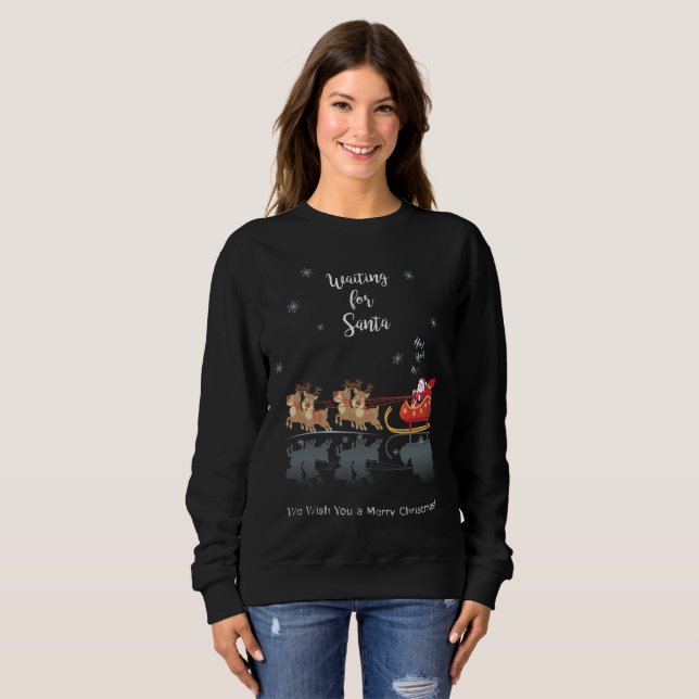 Waiting for Santa Ho! Ho! Ho! Winter Holiday XMAS Sweatshirt (Front Full)