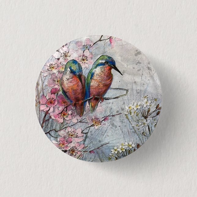 Waiting For Supper Kingfisher Bird      3 Cm Round Badge (Front)