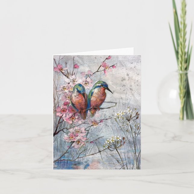 Waiting For Supper Kingfisher Bird Card (Front)