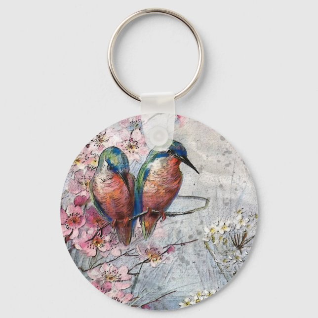 Waiting For Supper Kingfisher Bird     Key Ring (Front)