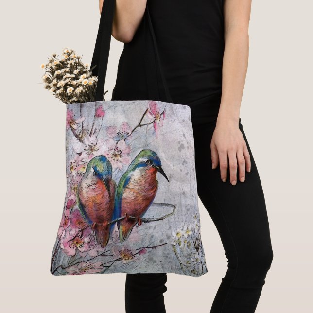 Waiting For Supper Kingfisher Bird  Tote Bag (Close Up)
