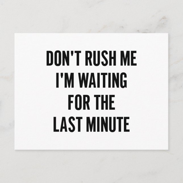 Waiting for the Last Minute Postcard (Front)