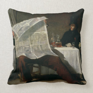 Waiting for the Times, 1831 (oil on canvas) Cushion
