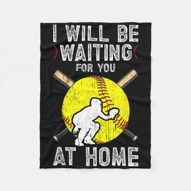 Waiting For You Girls Softll Catcher Softll Player Fleece Blanket (Front)
