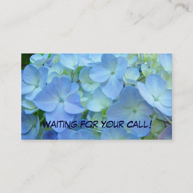 Waiting for Your Call Business Cards Blue Floral (Front)