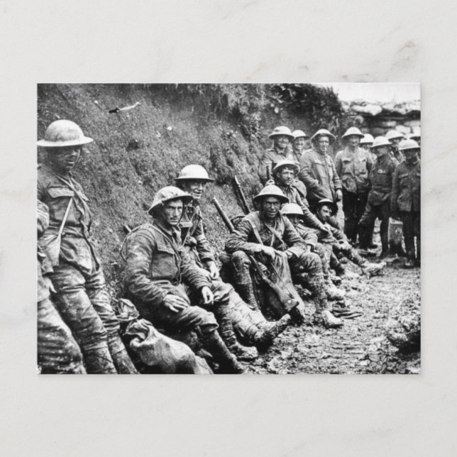 Waiting in the Trenches WWI Postcard (Front)