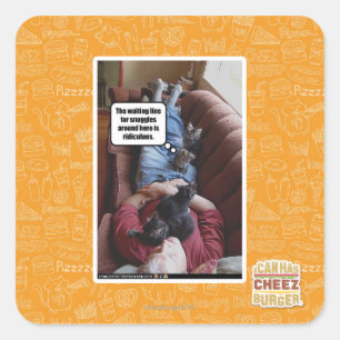 Waiting line for snuggles square sticker