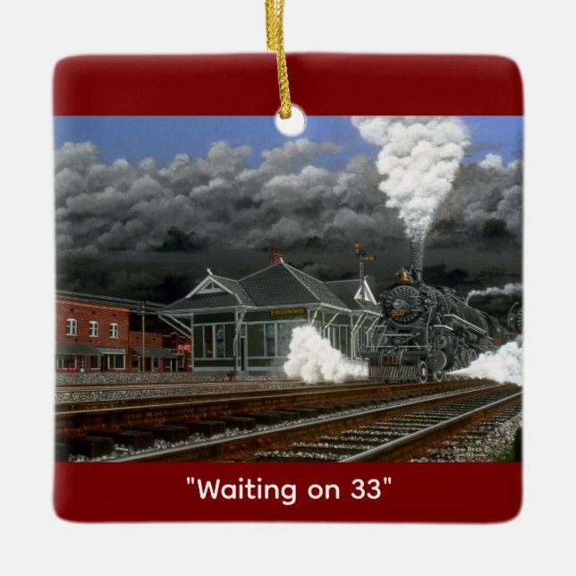 "Waiting on 33" by Tom Rock Ceramic Ornament (Front)