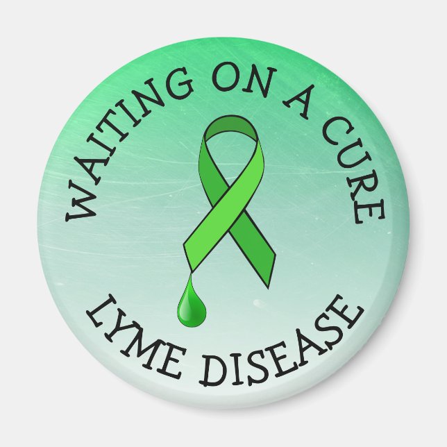 Waiting on a Cure, Lyme Disease Awareness Ribbon Magnet (Front)