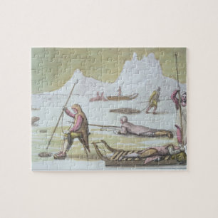 Waiting on the Ice, detail from Seal Hunting (colo Jigsaw Puzzle