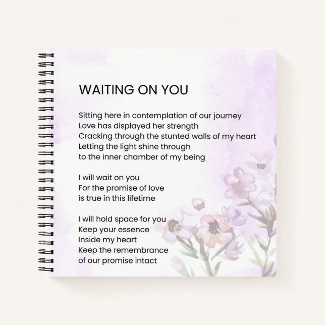 Waiting On You Love Poem Poetry  Notebook (Front)