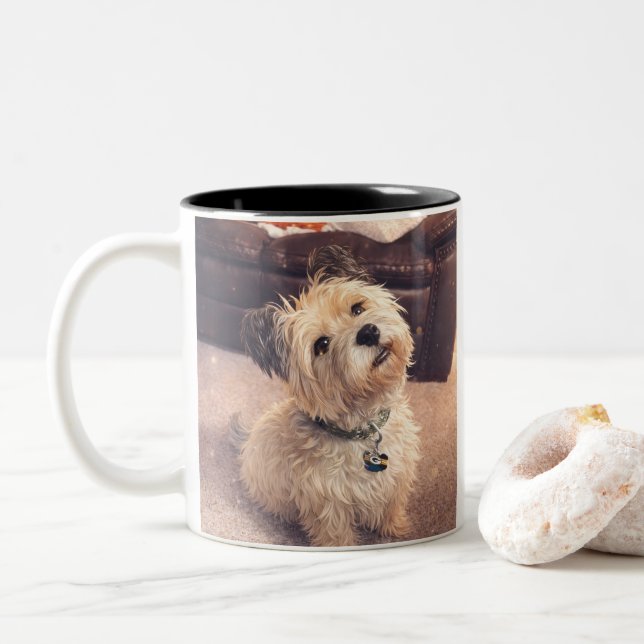 Waiting Puppy Coffee Mug – Cute Dog Design (With Donut)