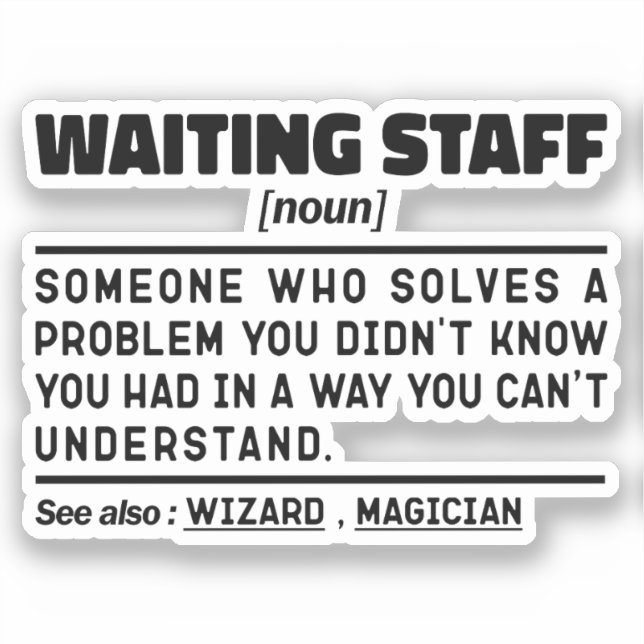 Waiting Staff Noun Definition Food Server Funny  (Front)