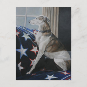 Waiting Whippet Dog Art Postcard