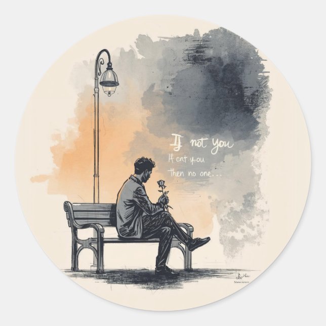 Waiting with a Rose – Unspoken Love Classic Round Sticker (Front)