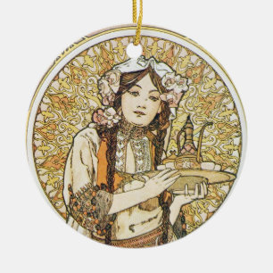 Waitress Art Nouveau Waitress with Tea  Ceramic Ornament