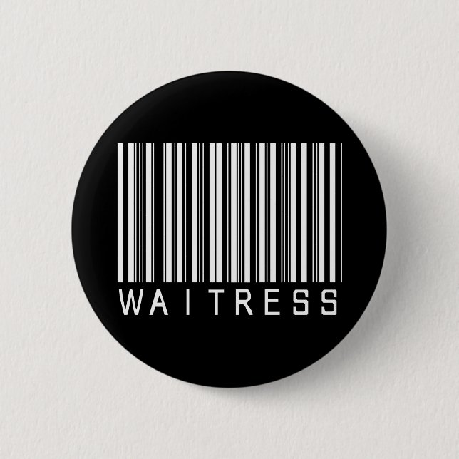 Waitress Bar Code 6 Cm Round Badge (Front)