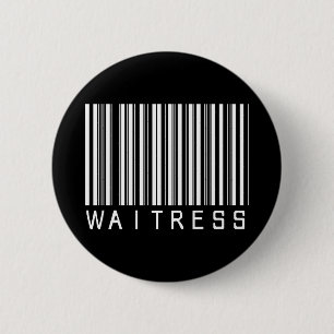 Waitress Bar Code 6 Cm Round Badge