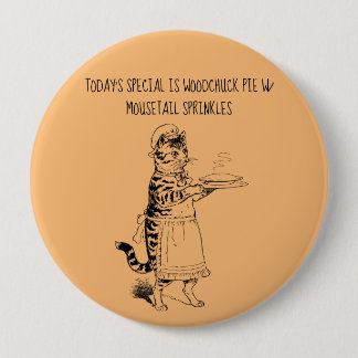 Waitress cat serving pie funny cat Button