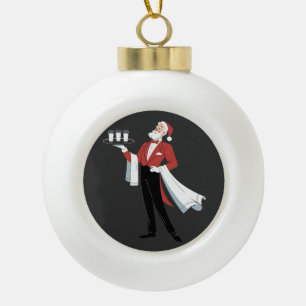 Waitress Christmas Santa Server Xmas  Ceramic Ball Christmas Ornament