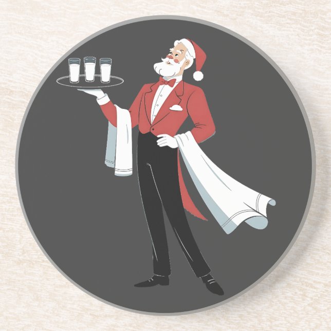 Waitress Christmas Santa Server Xmas  Coaster (Front)