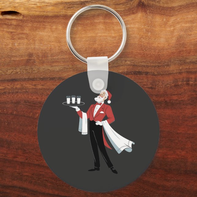 Waitress Christmas Santa Server Xmas  Key Ring (Front)