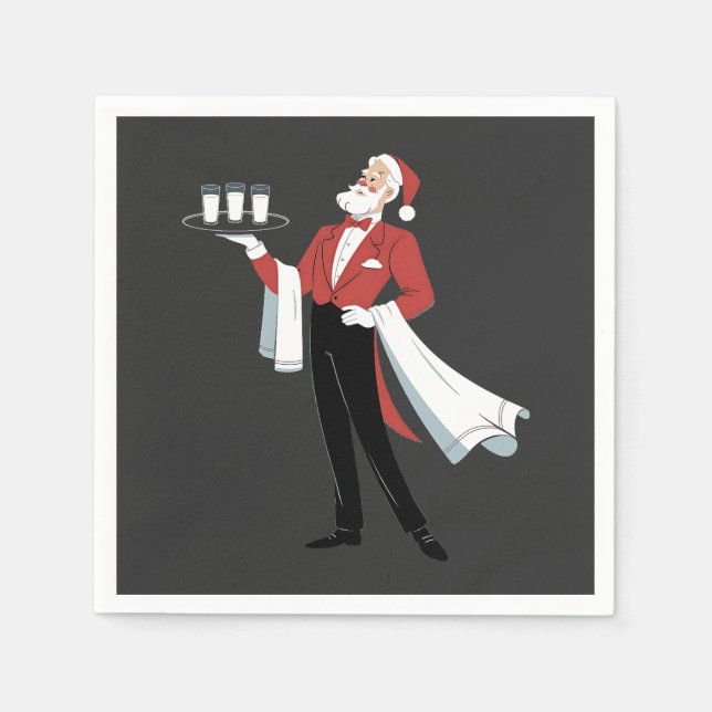 Waitress Christmas Santa Server Xmas  Napkin (Front)